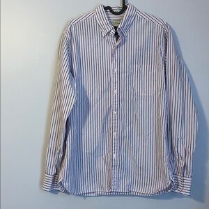 J. Crew Pink Blue White Striped Cotton Slim Fit Button Up Shirt size M
